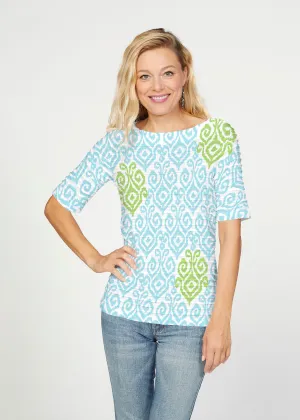 Crayola Aqua- Lime (8029) ~ Banded Elbow Sleeve Boat Neck Top