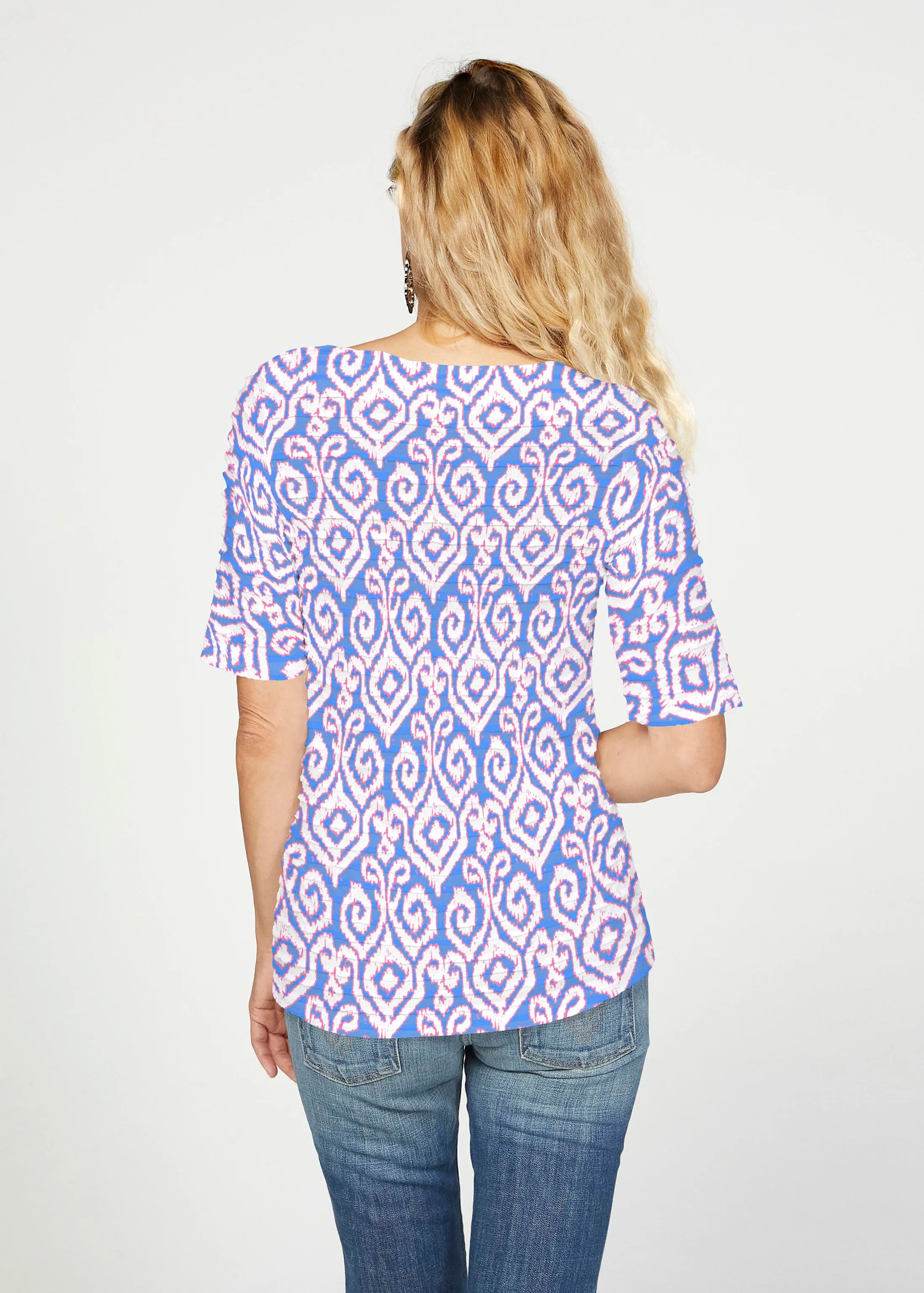 Crayola Royal (8023) ~ Banded Elbow Sleeve Boat Neck Top