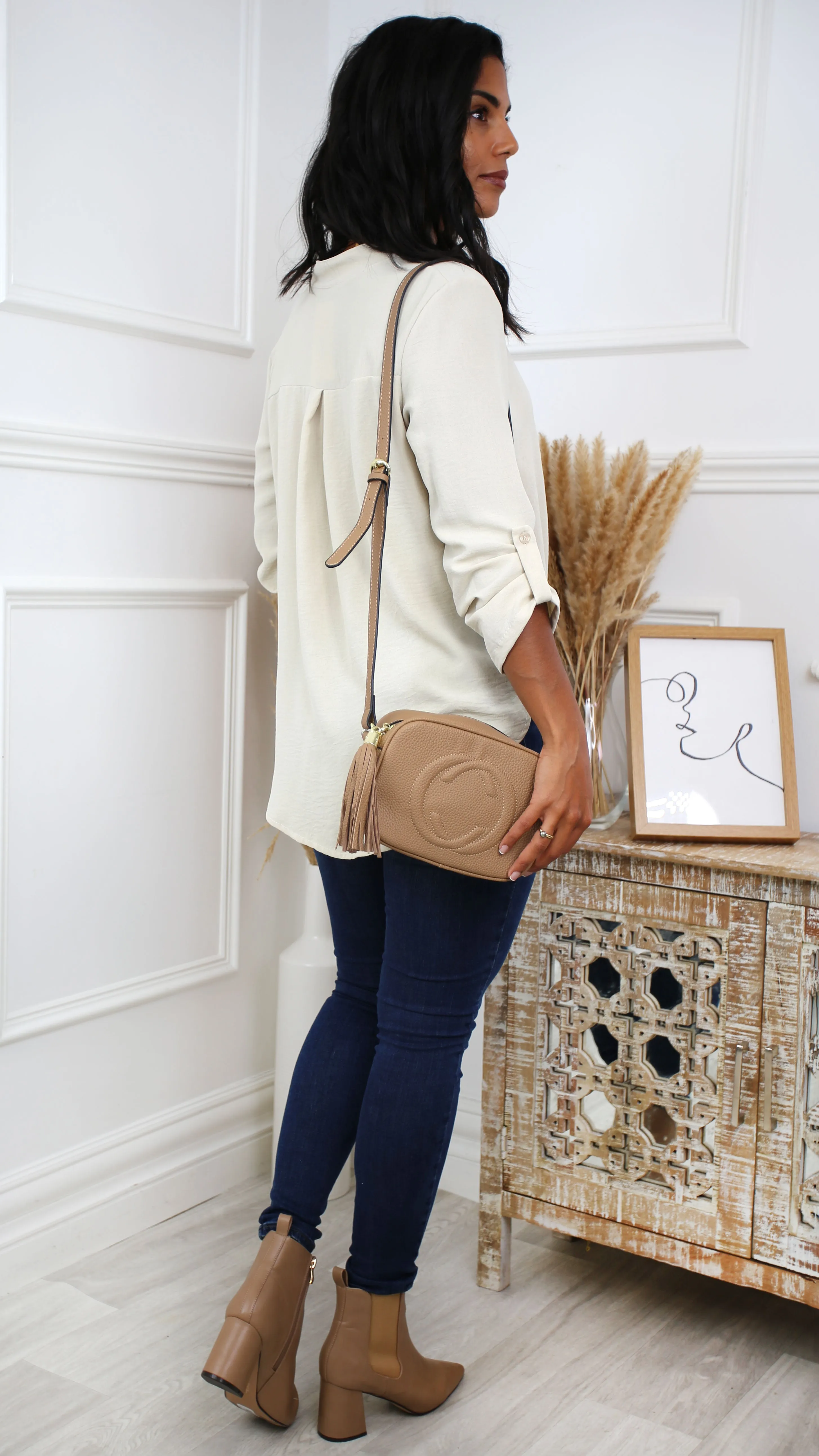 Darcy Beige Wrap Blouse