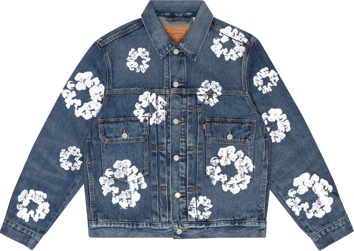 Denim Tears "Type 2 - All Over Wreath" Denim Jacket Dark Wash