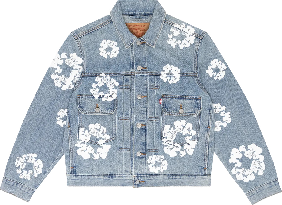 Denim Tears "Type 2 - All Over Wreath" Denim Jacket Light Wash