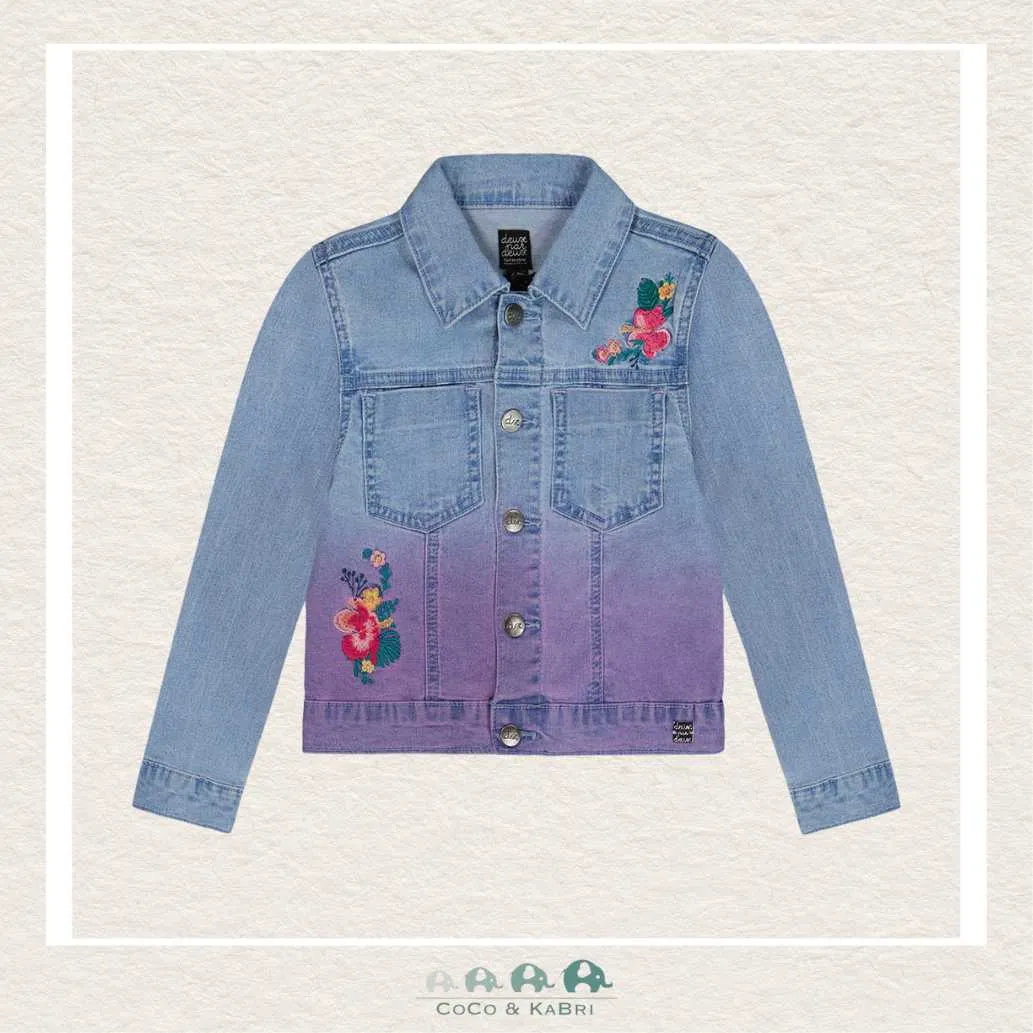 Deux Par Deux Girls Denim Jacket With Embroidery
