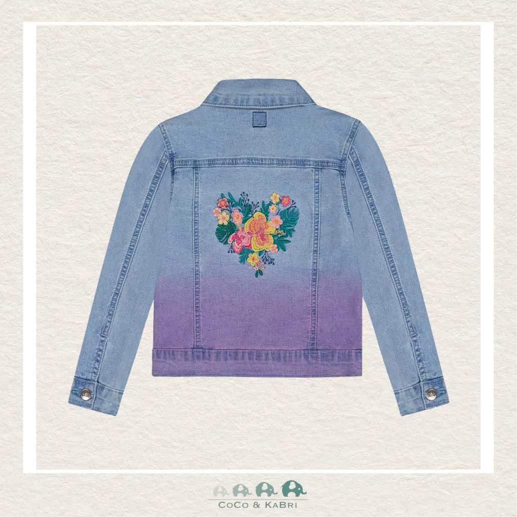 Deux Par Deux Girls Denim Jacket With Embroidery