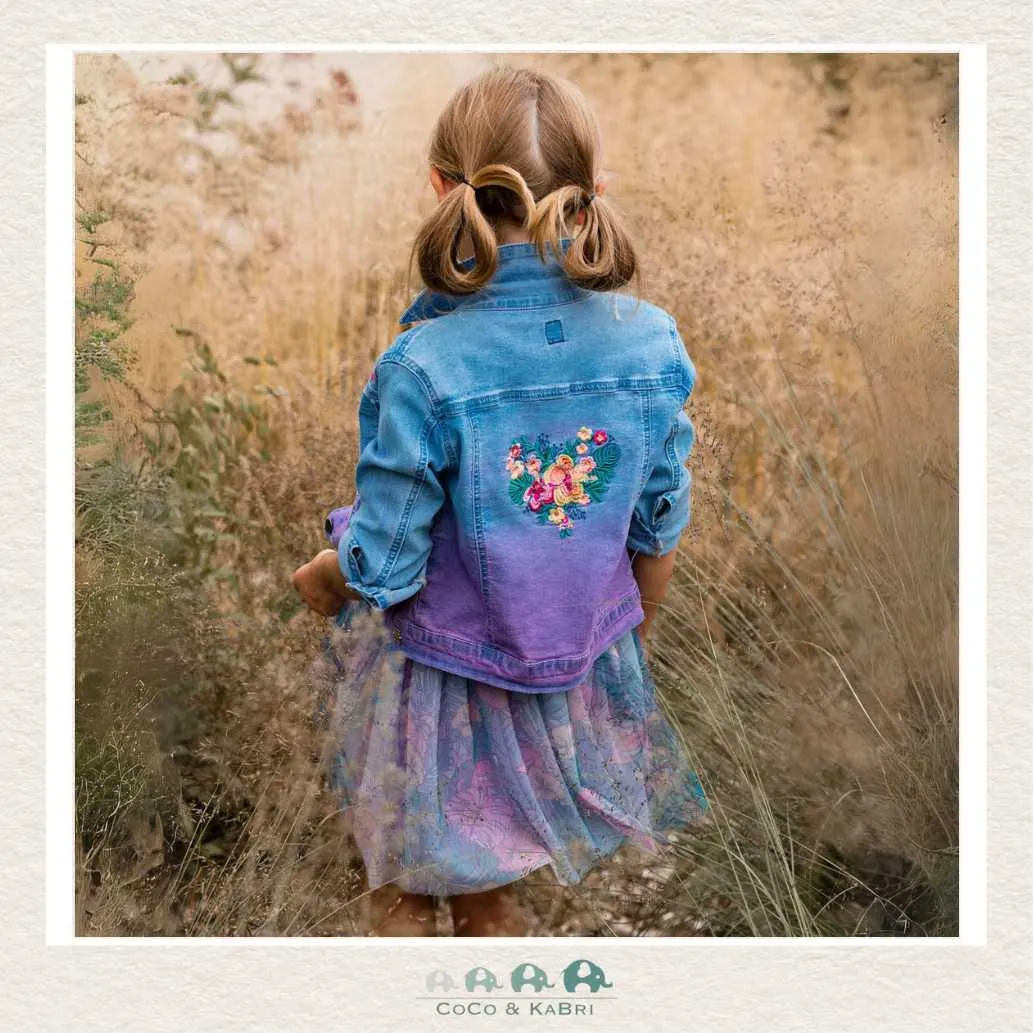 Deux Par Deux Girls Denim Jacket With Embroidery