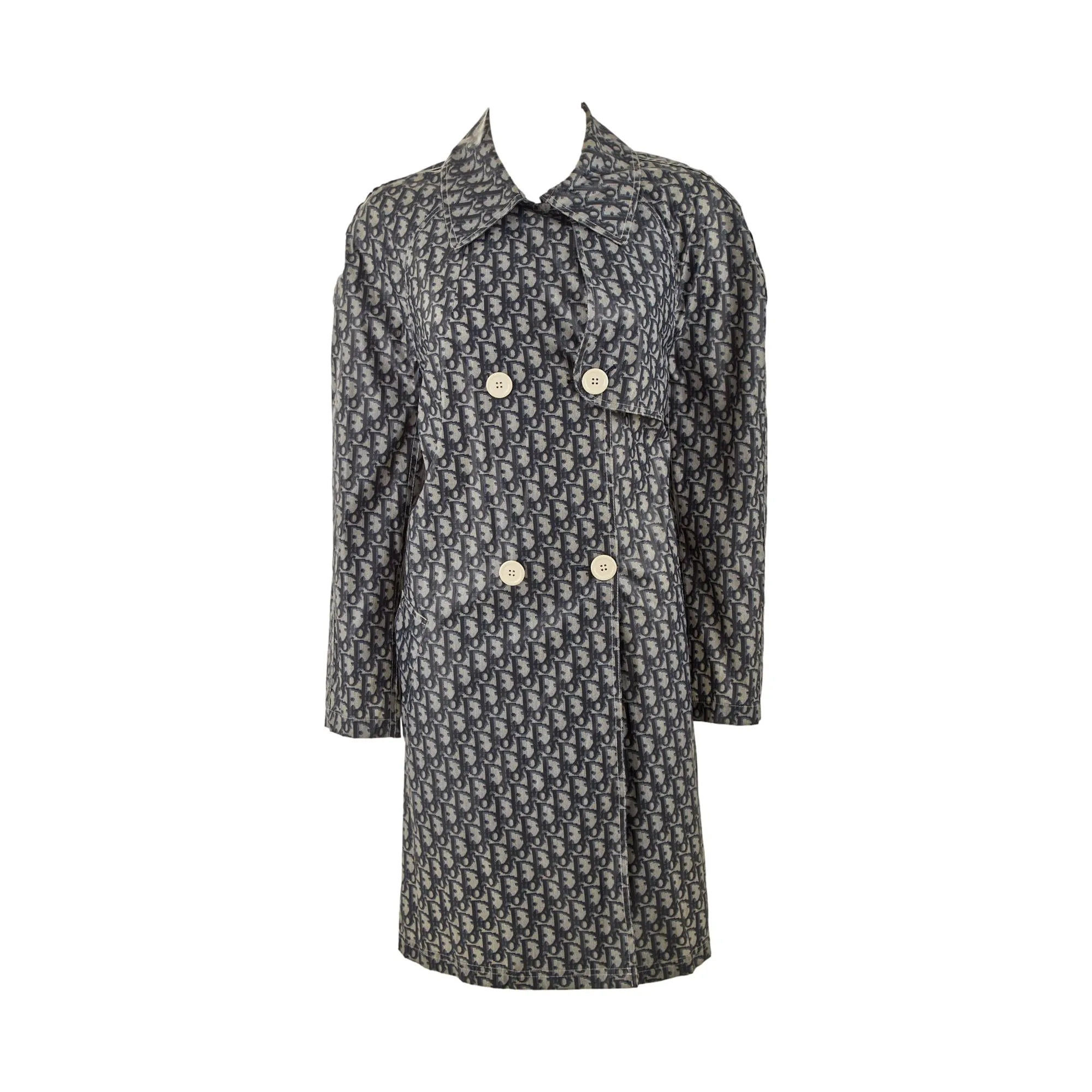 Dior Navy Logo Long Trench Coat