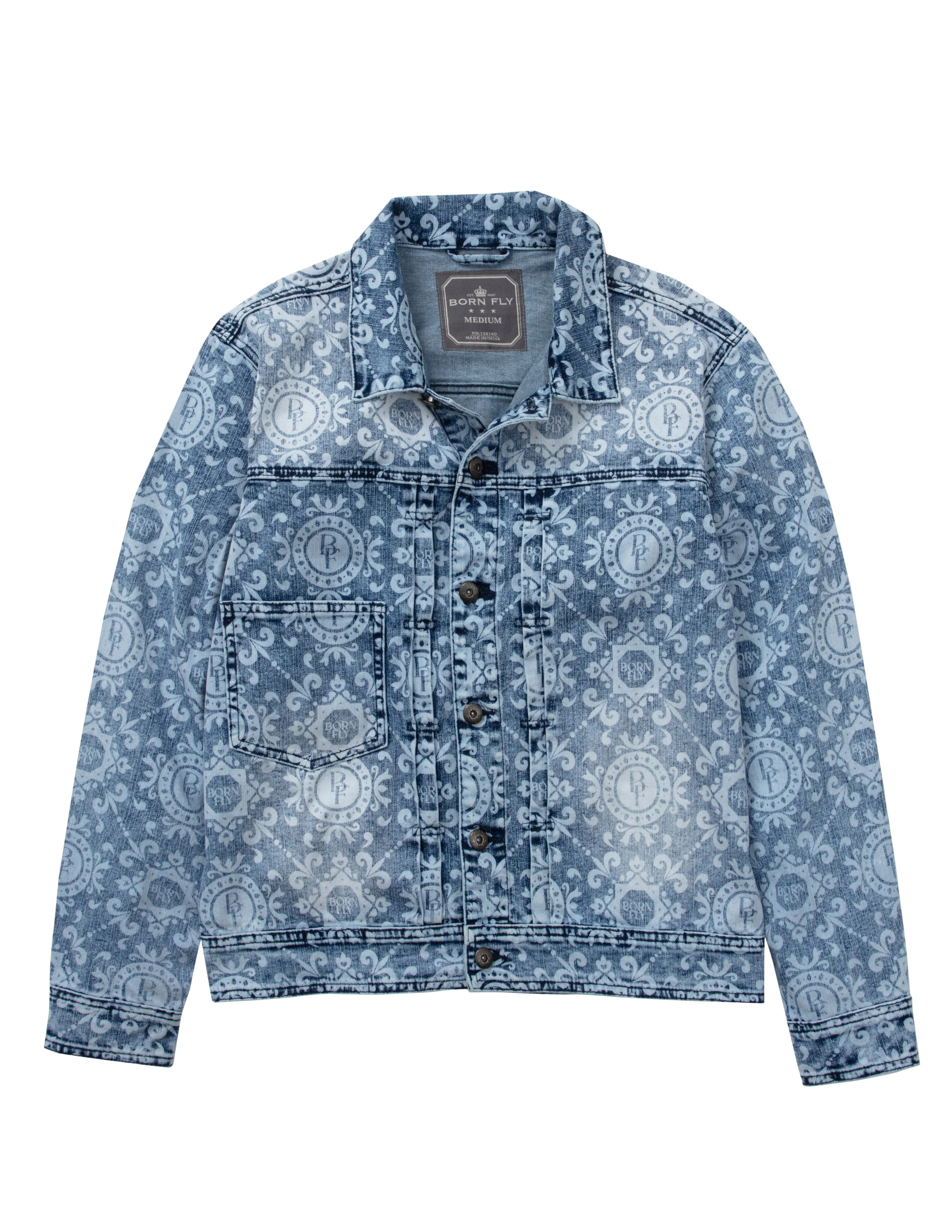 Discharge Printed Denim Jacket
