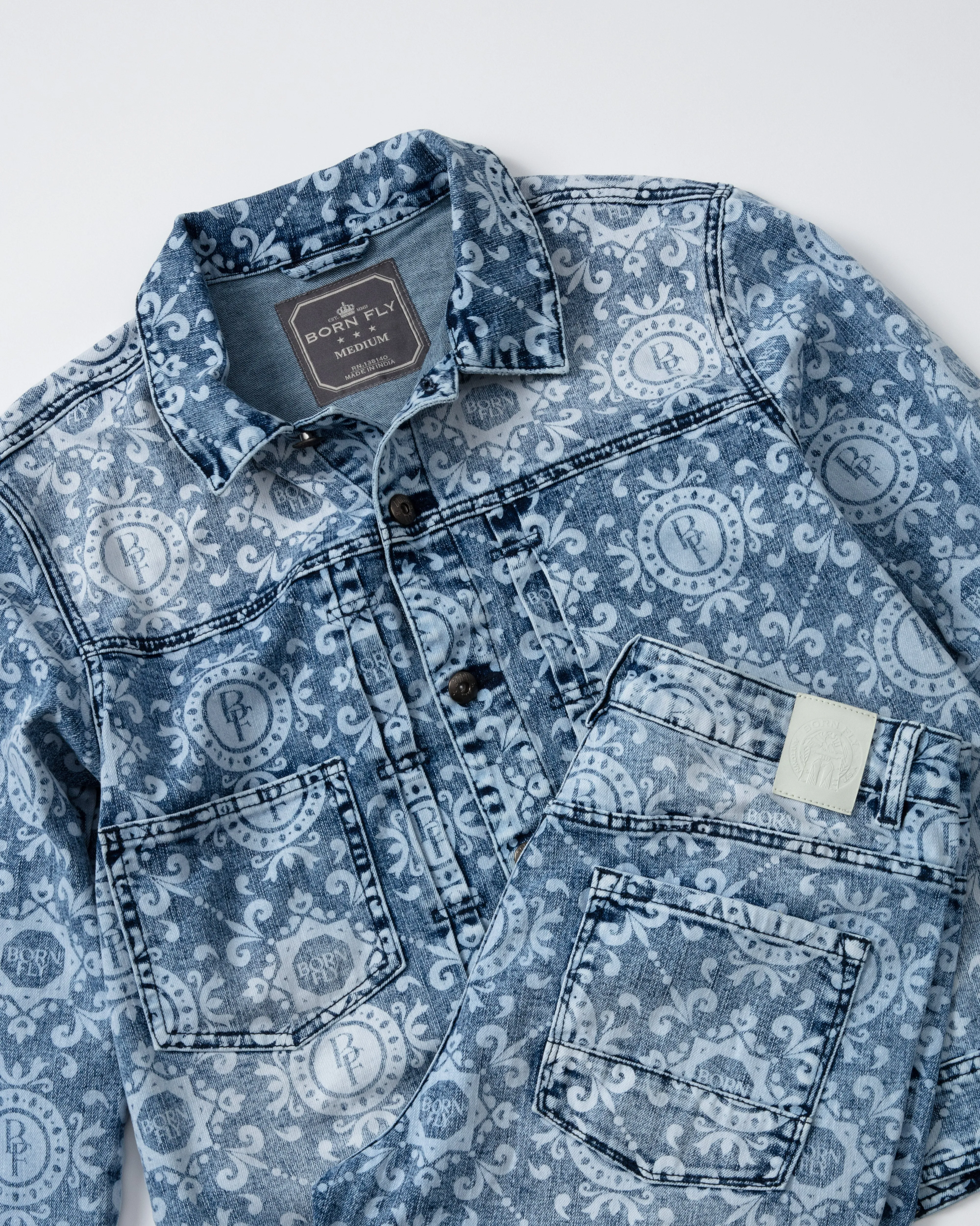 Discharge Printed Denim Jacket