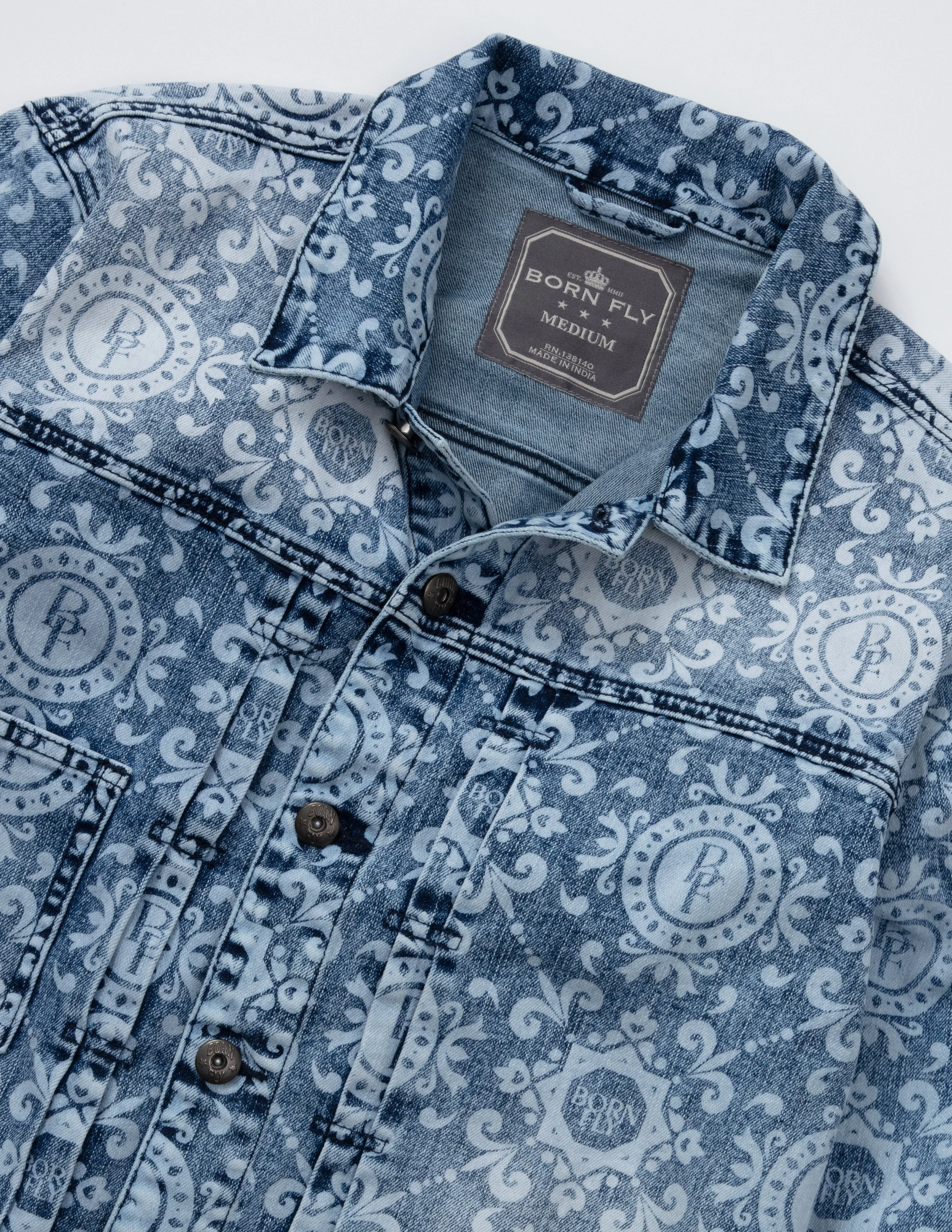 Discharge Printed Denim Jacket