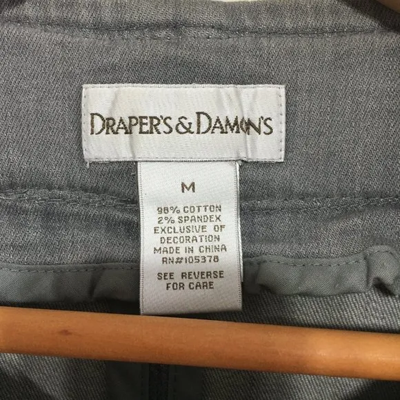 Draper's &amp; Damon's Womens M Stretch Denim Jacket Bead Embellishments Crew Neck