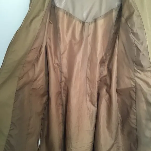 EDDIE BAUER Hooded Trench Coat Fully lined Khaki Sz L