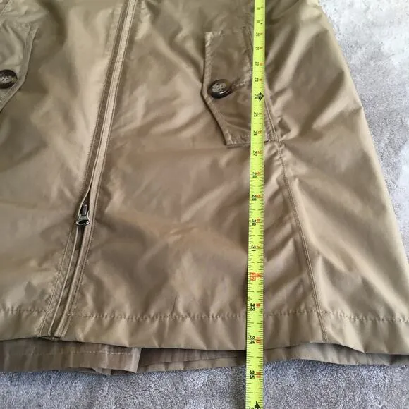EDDIE BAUER Hooded Trench Coat Fully lined Khaki Sz L