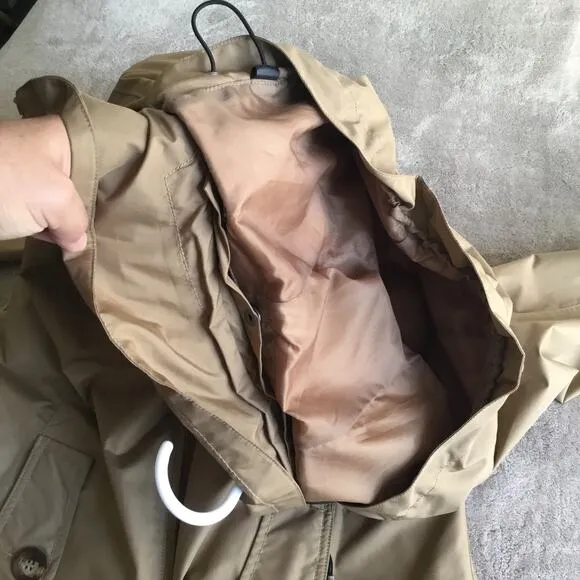 EDDIE BAUER Hooded Trench Coat Fully lined Khaki Sz L
