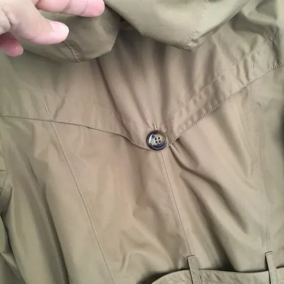 EDDIE BAUER Hooded Trench Coat Fully lined Khaki Sz L