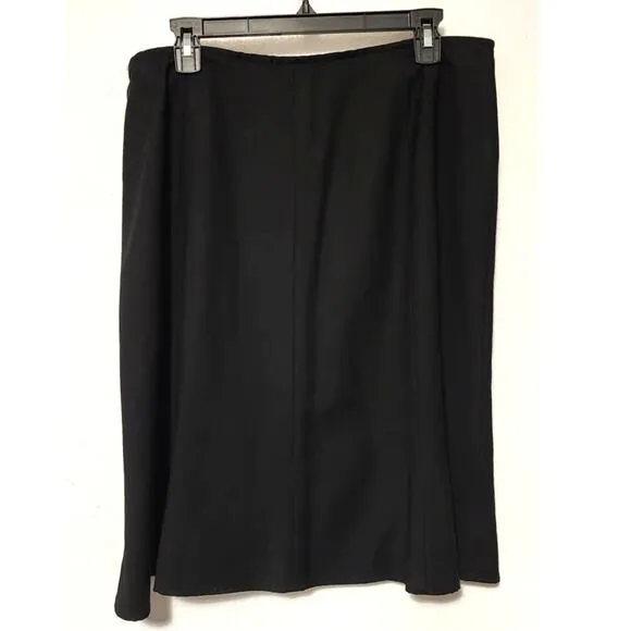 Eileen Fisher Petite Wool Blend Black Skirt Large PL