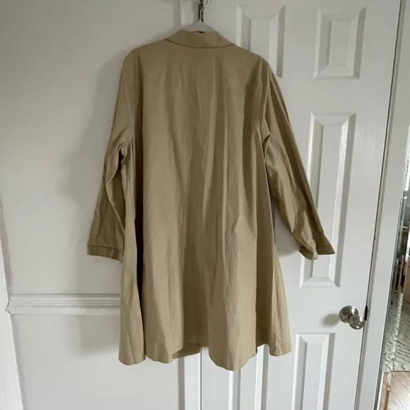 Eileen Fisher Tan Button Down Trench Coat Cotton Blend Extra Large