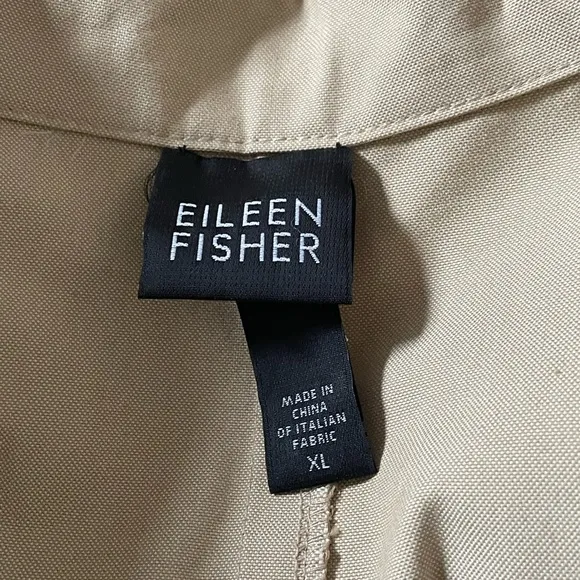 Eileen Fisher Tan Button Down Trench Coat Cotton Blend Extra Large