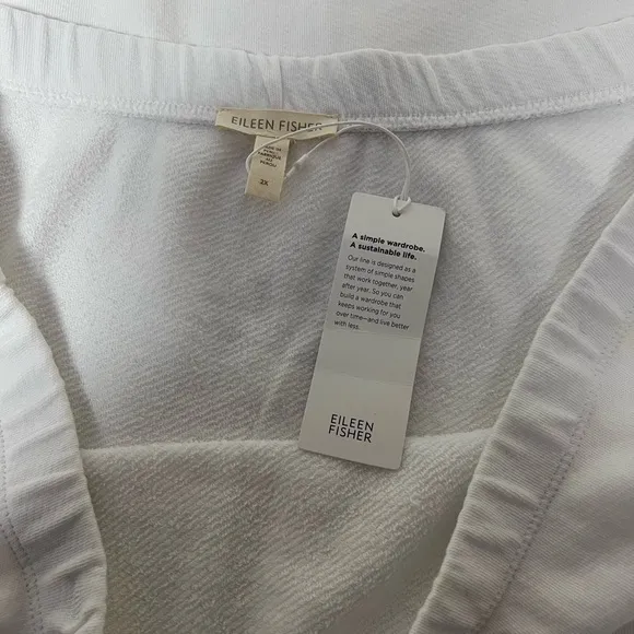 Eileen Fisher White Lightweight Organic Cotton French Terry A-Line Skirt 2X NWT