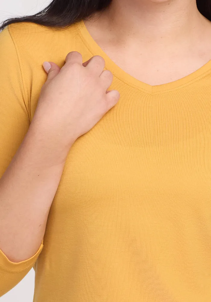 Elena V Neck - Marigold