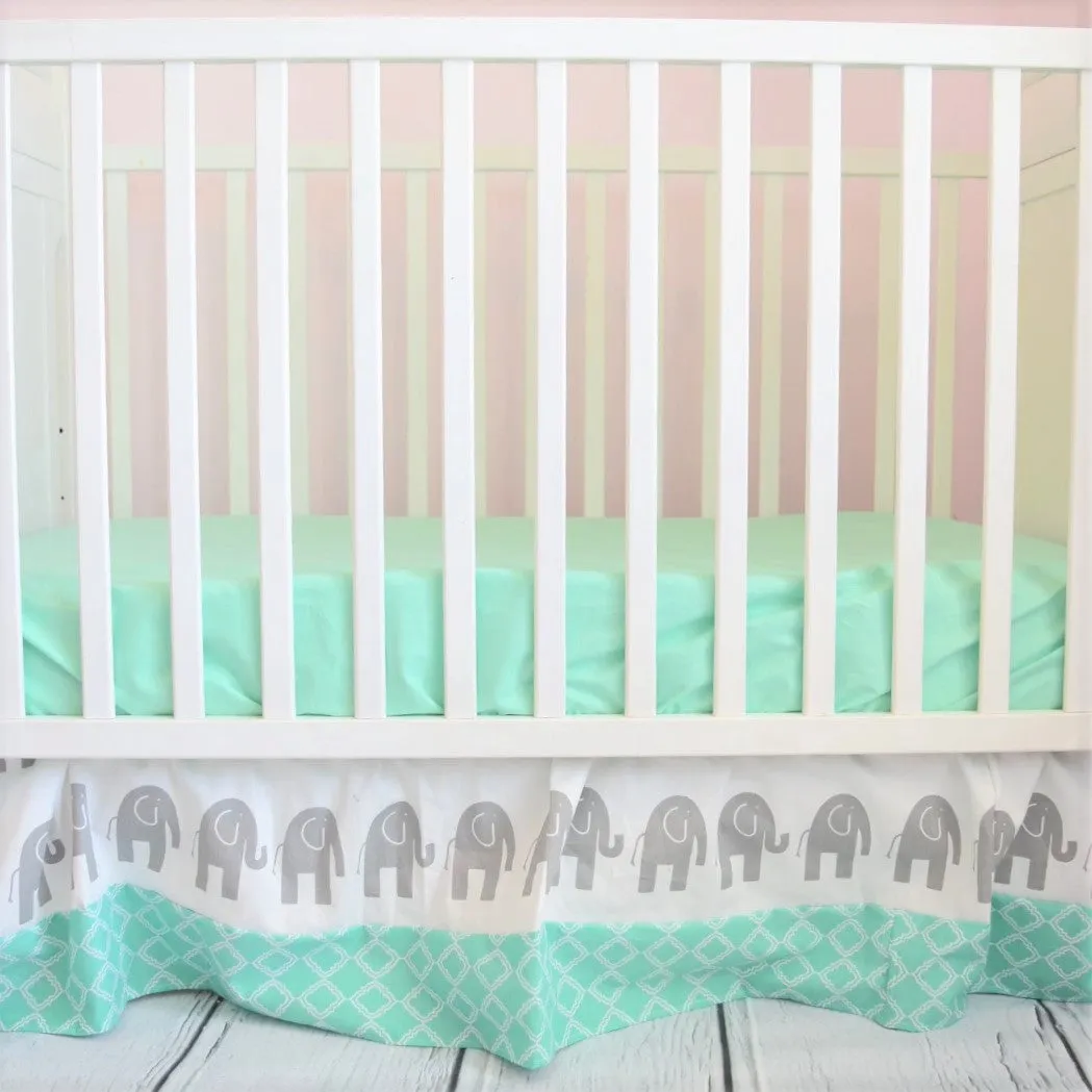 Elephant Baby Rag Quilt - Mint / Navy / Gray