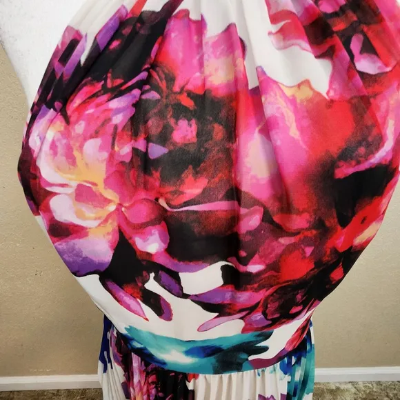 Eliza J Floral Pleated Maxi Special Occasion Dress Size 10 (5153)