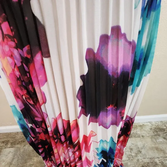 Eliza J Floral Pleated Maxi Special Occasion Dress Size 10 (5153)