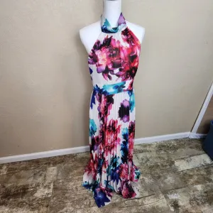 Eliza J Floral Pleated Maxi Special Occasion Dress Size 10 (5153)