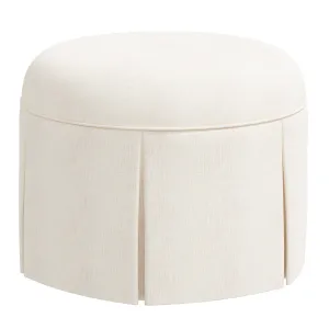 Ellison Skirted Ottoman - White Linen