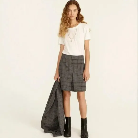 EUC J.Crew Pleated mini skirt in Italian plaid wool