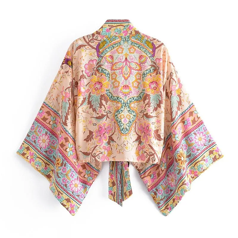 EVA Boho Floral Print Kimono Blouse