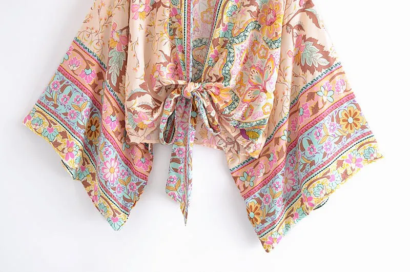 EVA Boho Floral Print Kimono Blouse
