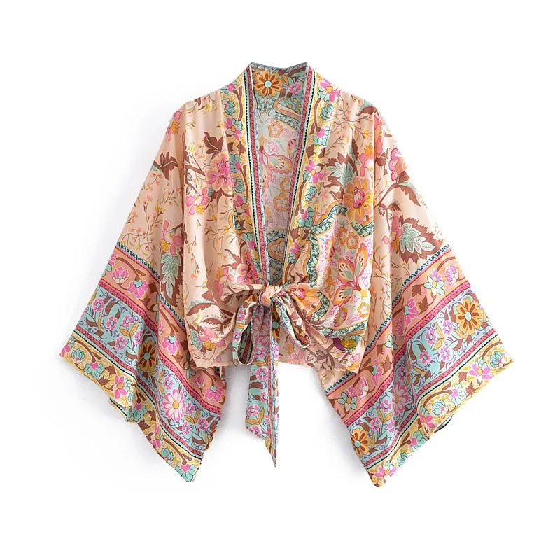 EVA Boho Floral Print Kimono Blouse