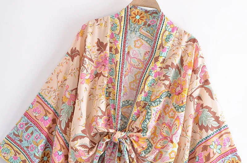 EVA Boho Floral Print Kimono Blouse