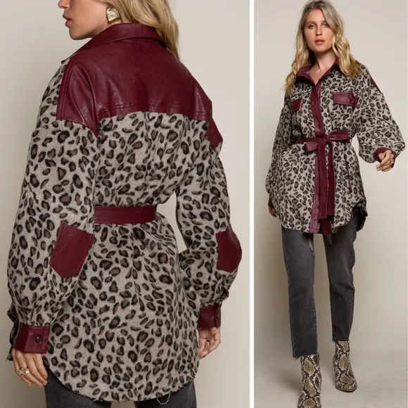 FINAL PRICE DROP Leopard Print Leather Trench Coat