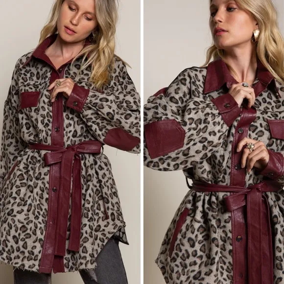 FINAL PRICE DROP Leopard Print Leather Trench Coat