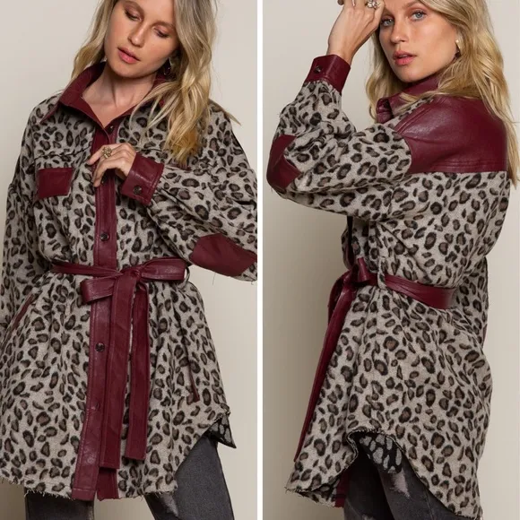 FINAL PRICE DROP Leopard Print Leather Trench Coat