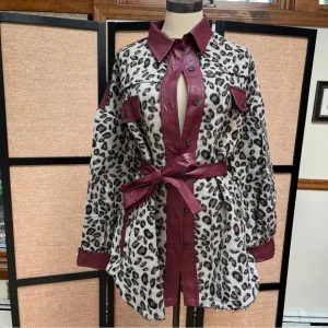 FINAL PRICE DROP Leopard Print Leather Trench Coat