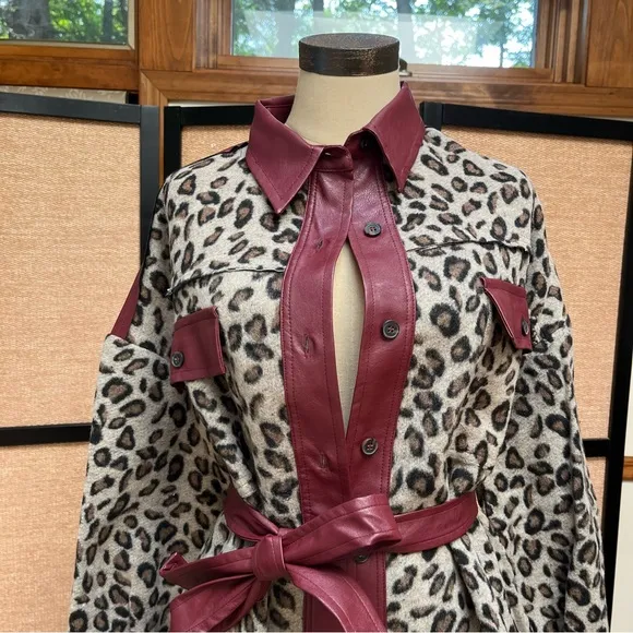 FINAL PRICE DROP Leopard Print Leather Trench Coat