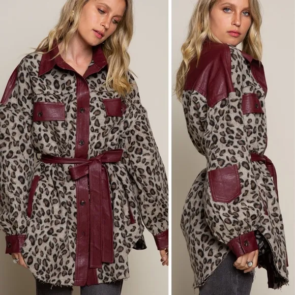 FINAL PRICE DROP Leopard Print Leather Trench Coat