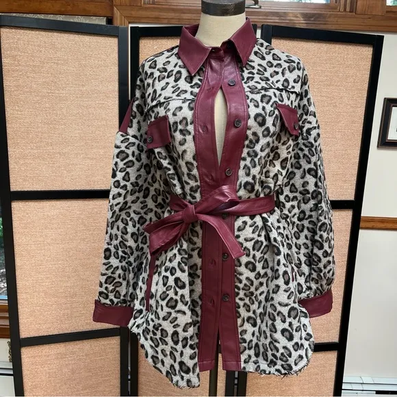 FINAL PRICE DROP Leopard Print Leather Trench Coat