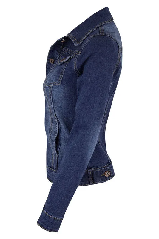 Fit Slim Women's Long Sleeve Outercoat Motorcycle Denim Jacket