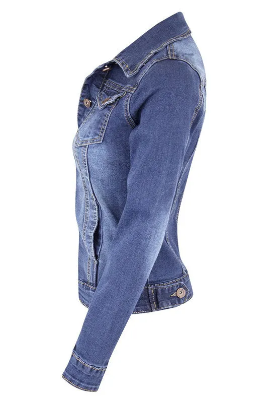 Fit Slim Women's Long Sleeve Outercoat Motorcycle Denim Jacket
