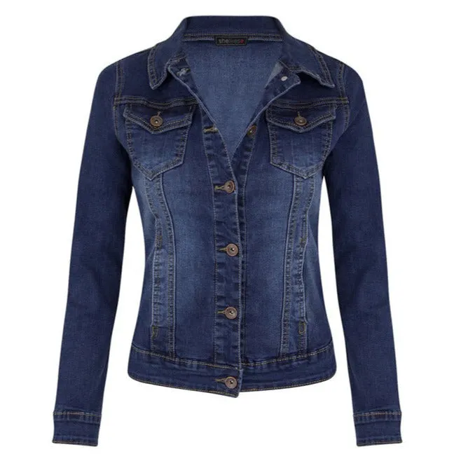 Fit Slim Women's Long Sleeve Outercoat Motorcycle Denim Jacket