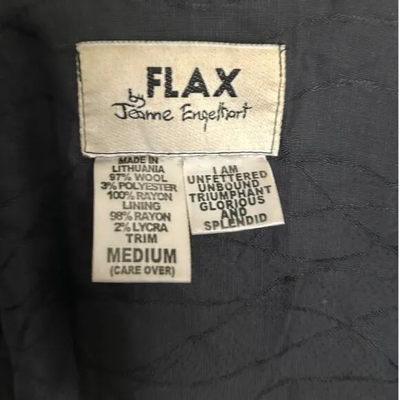 Flax by Jeanne Engelhart Wool Coat Long Button