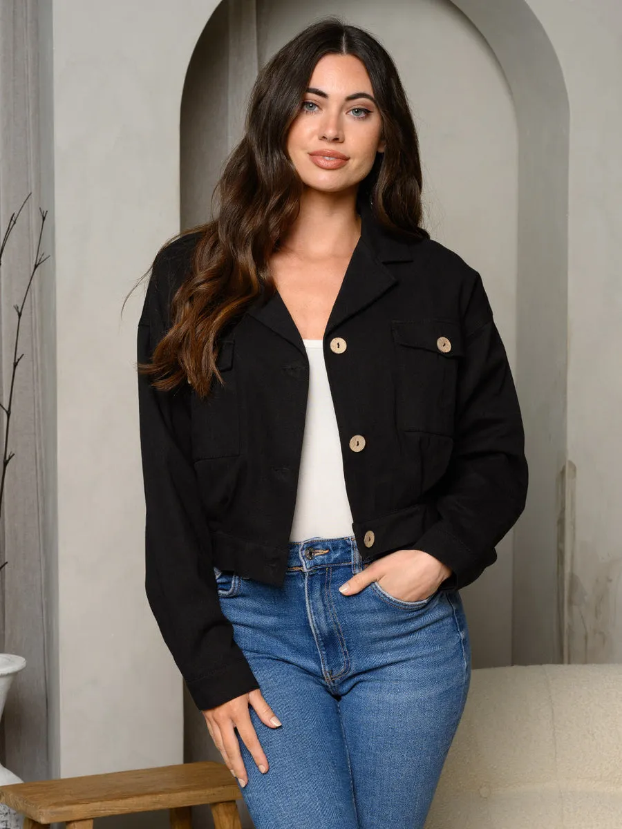 Flirty black denim jacket