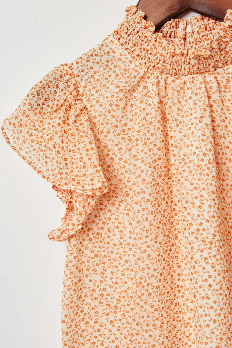 Floral Smock Neck Blouse