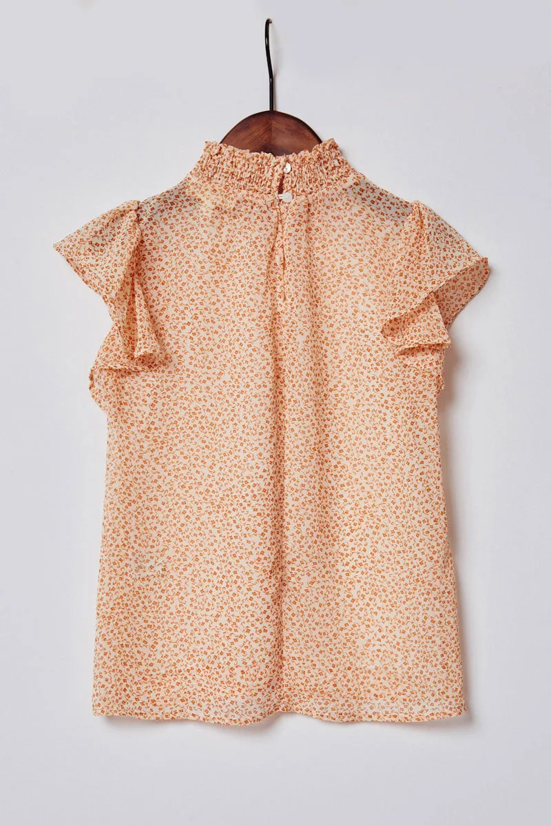 Floral Smock Neck Blouse
