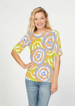 Funky Town (17277) ~ Banded Elbow Sleeve Boat Neck Top