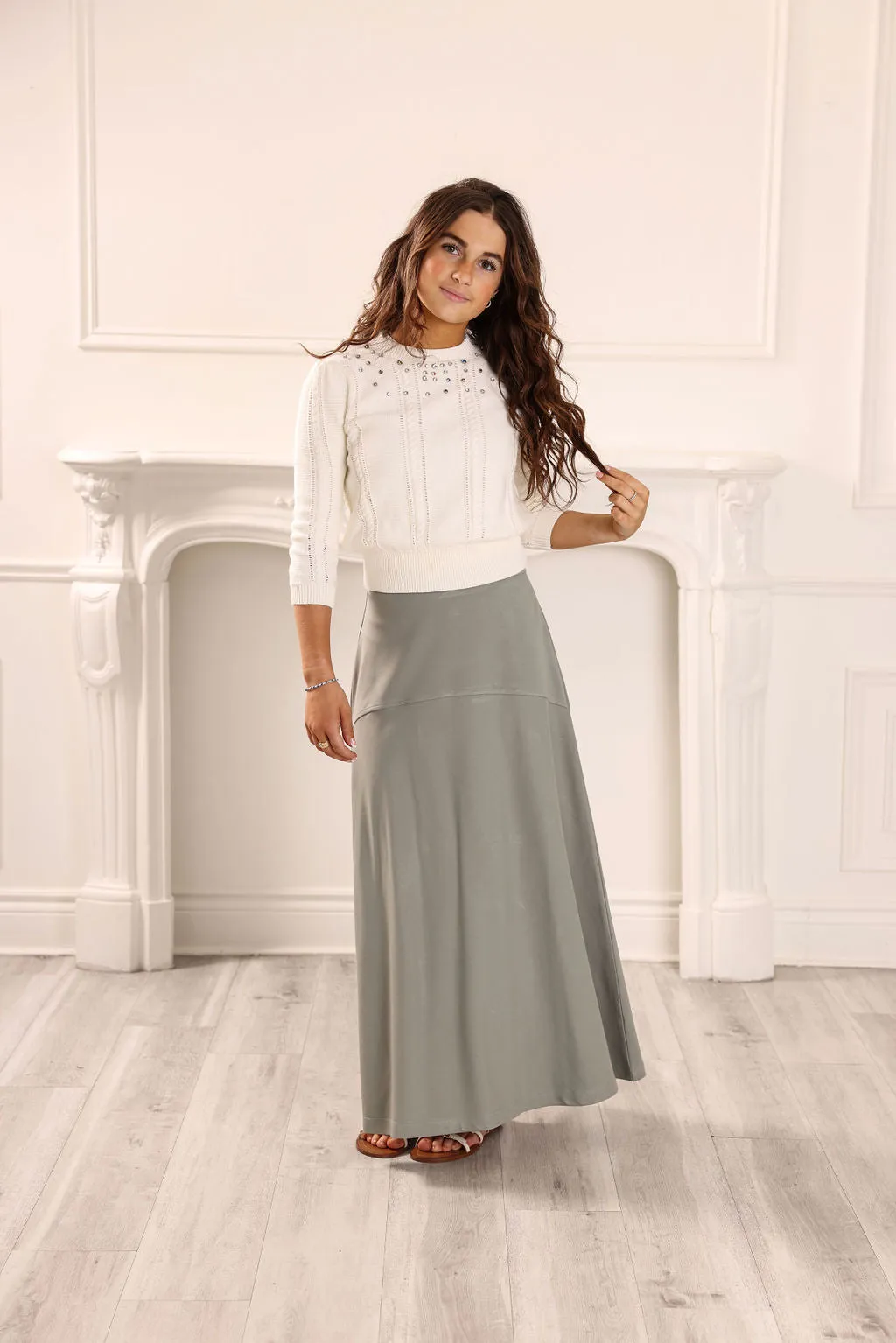 Gem A-Line Skirt in Iceberg Green