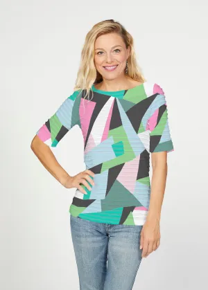 Gems (14314) ~ Banded Elbow Sleeve Boat Neck Top