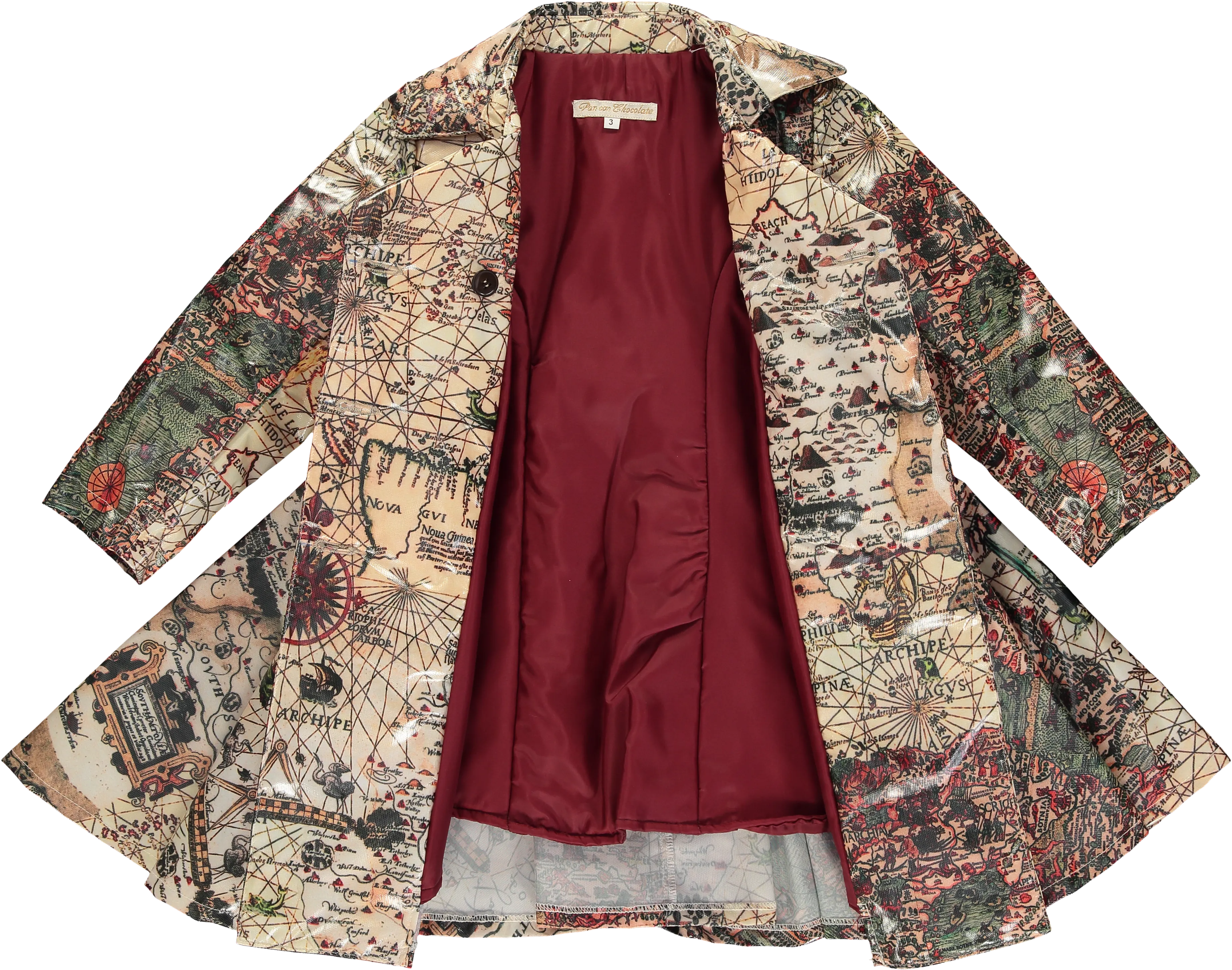 Girls Beige Map Coat